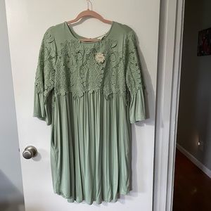 Oddy Large Sage green dress with pockets